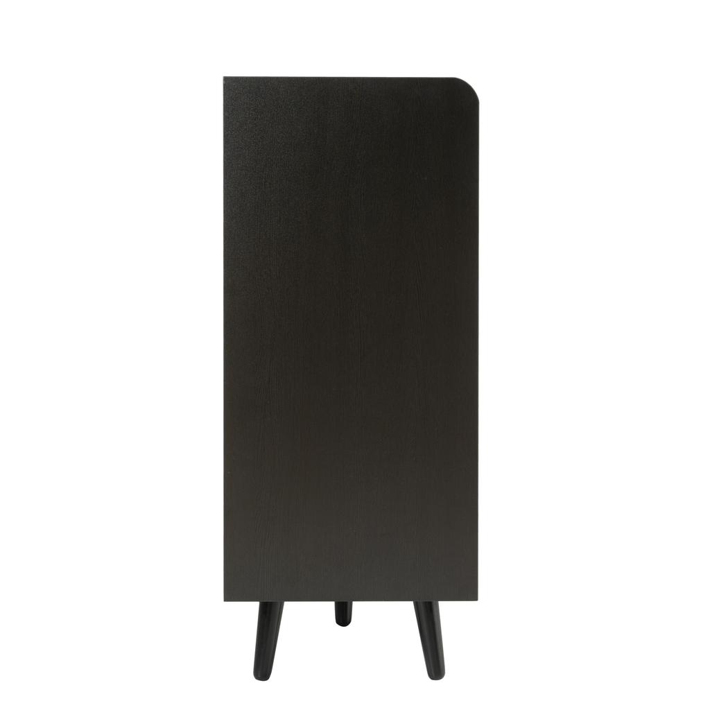 Modern Shoe Bench with Black Walnut Wood, Shoe Cabinet, Equipped with Four Storage Doors, Asymmetric Metal Handles, W120/D34/H82