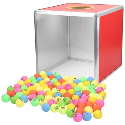 Lottery Box Set, Color Ping Pong Tickets 1-100, Assembled, Transparent, See-Through Design, Perfect for Events, Parties, and Events (30cm X 30cm)