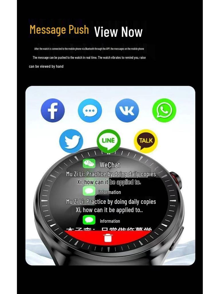 Runde Watch4P Smart Bluetooth Smartwatch mit Blutsauerstoff- und Herzfrequenzüberwachung, Schrittverfolgung
