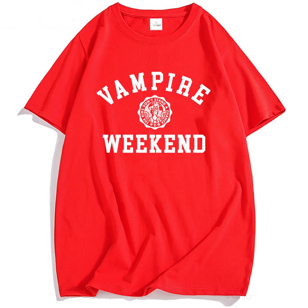 

VAMPIRE WEEKEND Студенческая футболка Летняя футболка с коротким рукавом Хлопковые мужские футболки Круглый вырез Модная печать Футболки Мужские Женские Футболки XXL
