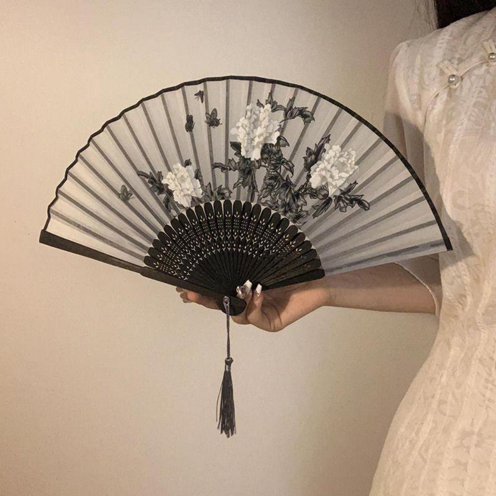 Bamboo Wood Dance Fan Chinese Style Ancient Fan Elegant Folding Fan  Home Decor