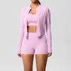 Women's 3-Piece Cloud-Feel Yoga Set: Tight Shorts, Shockproof Vest & Running Jacket
