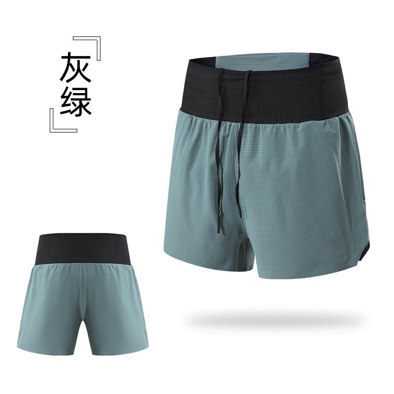 

Мужские летние шорты из искусственной кожи, двухслойные, для занятий фитнесом, марафона, бега по пересечённой местности, быстросохнущие, с карманами XXL селадоновый