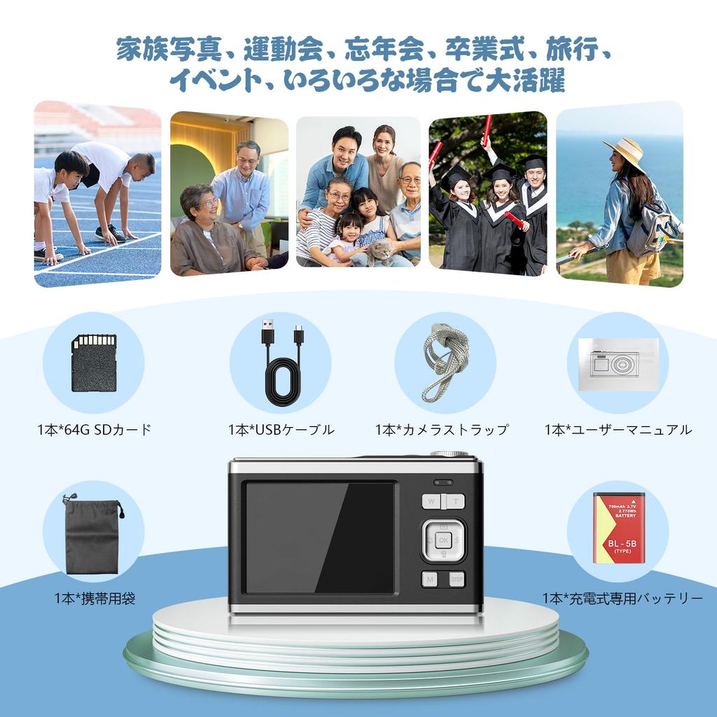 Popular 4K Digital Camera, 60MP Mini, 10x Optical Zoom, Compact, Lightweight, Rechargeable, Autofocus, HD 4K Recording, CMOS Sensor, 2.88-inch IPS