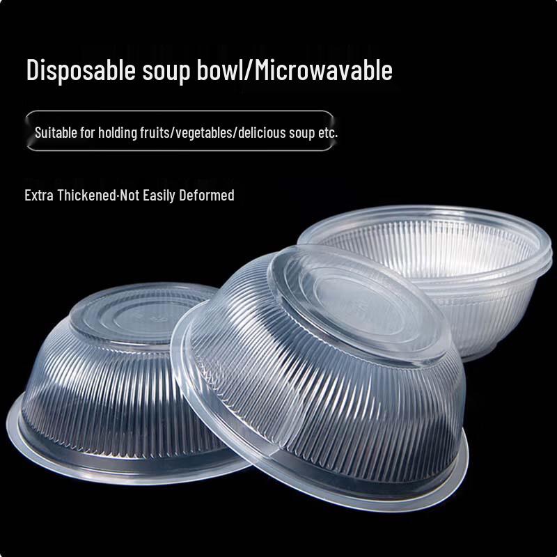 Fangcaodi 1800ml Disposable Thickened Plastic Soup Bowls (50-Pack)