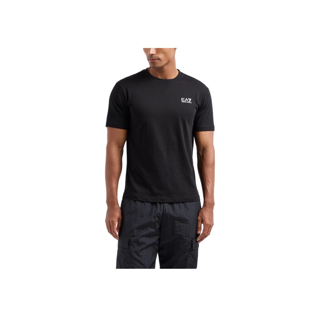 Emporio Armani EA7 SS24 Color Block Logo Letter Print Crew Neck Short Sleeve T-Shirt Men Tops Black 8NPT25-PJVPZ-1200