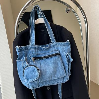 Sac bandoulière en denim sac de déplacement polyvalent sac à épaule unique haute capacité mode loisirs pratique nouveau automne
