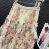 Skirt for Women Casual Versatile Floral Print Elastic High Waist Long LooseTrousers Stretchy Slim Skirt