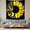 Butterflies and Sunflower Harmony Patterned Tapestry Decorative Wall Hanging, Home Bedroom Living Room Decor