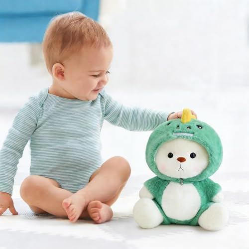Dinosaur Teddy Bear 30cm Green Plush Dino Stuffed Animal in Dinosaur Costume, Soft Plush Toy for Birthday Christmas Gift