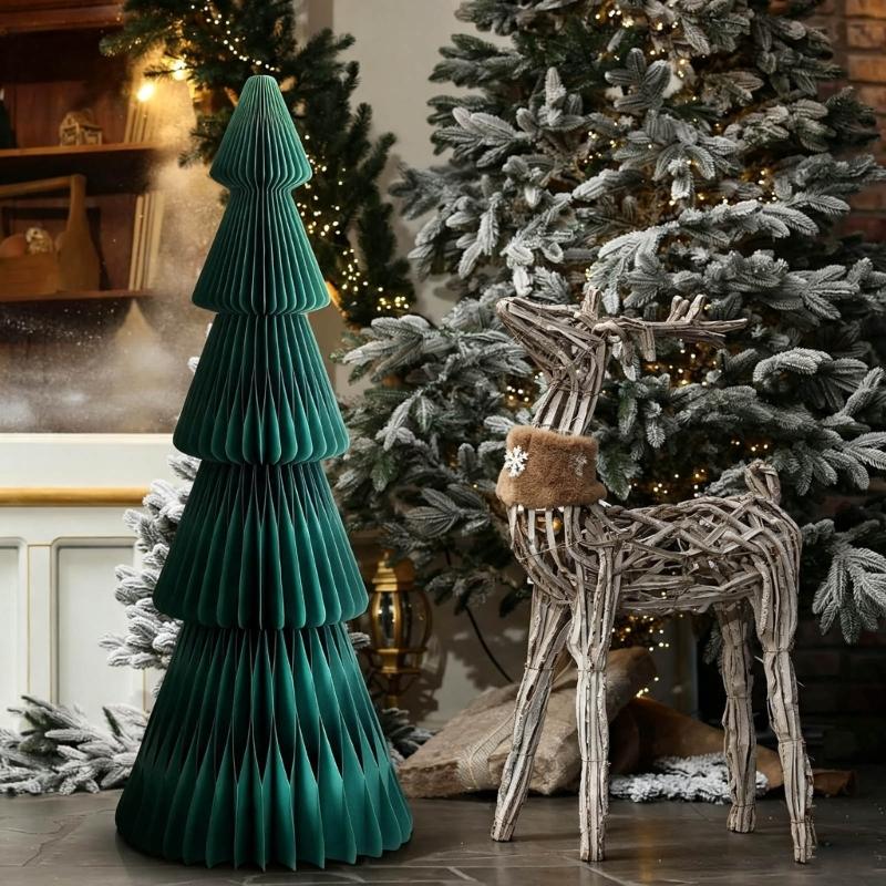Kerstboom Papier Display, Bosgroen Staand Feestelijk Accent met Magnetische Opening voor Binnen Entrees, Feesttafels, Winkelbalies en