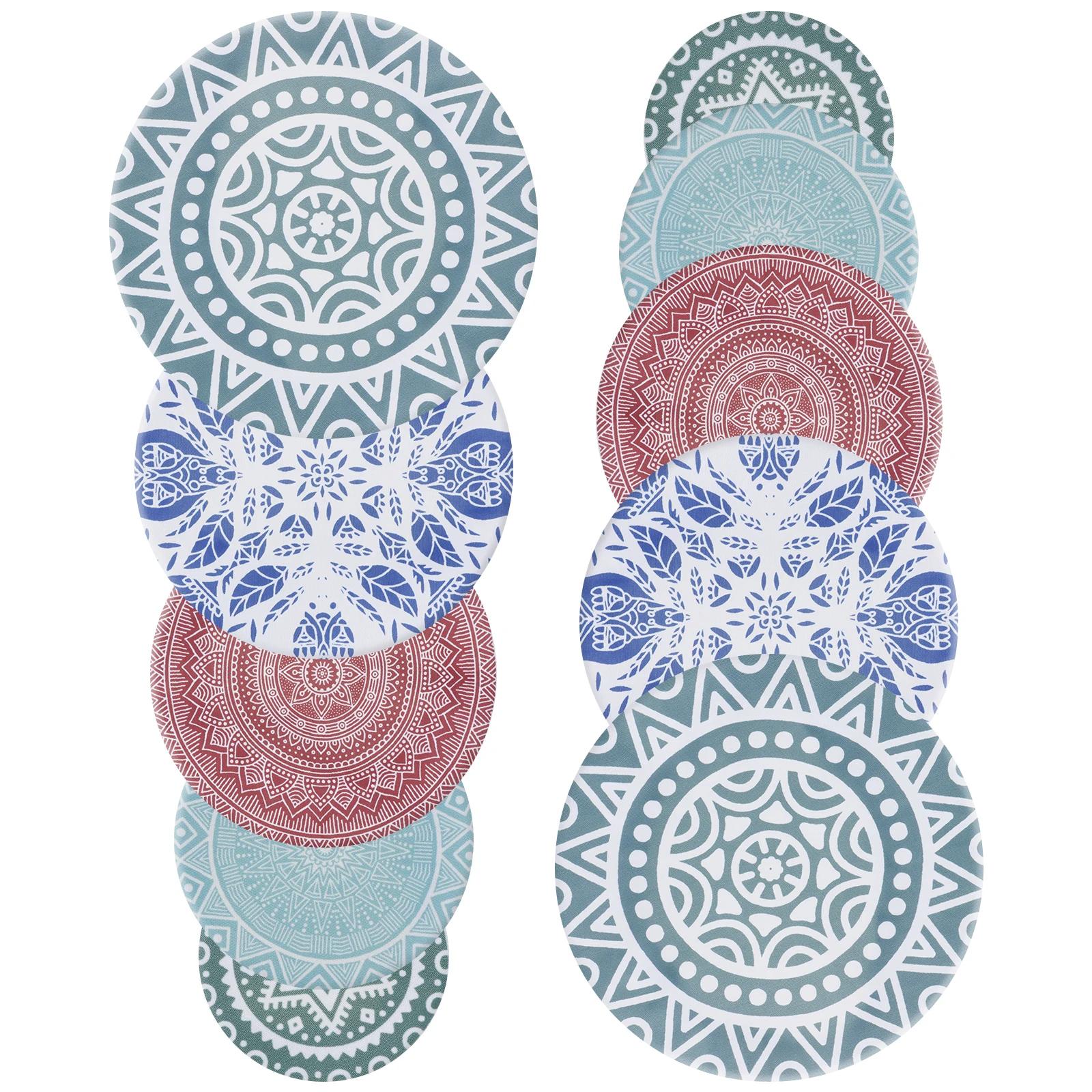 

10Pcs Cloth Bowl Cover Stretch Lid Reusable Cotton Dust Cover Elastic Food Bowl Cover Portable Bowl Top Cover for Picnic Home 10Pcs