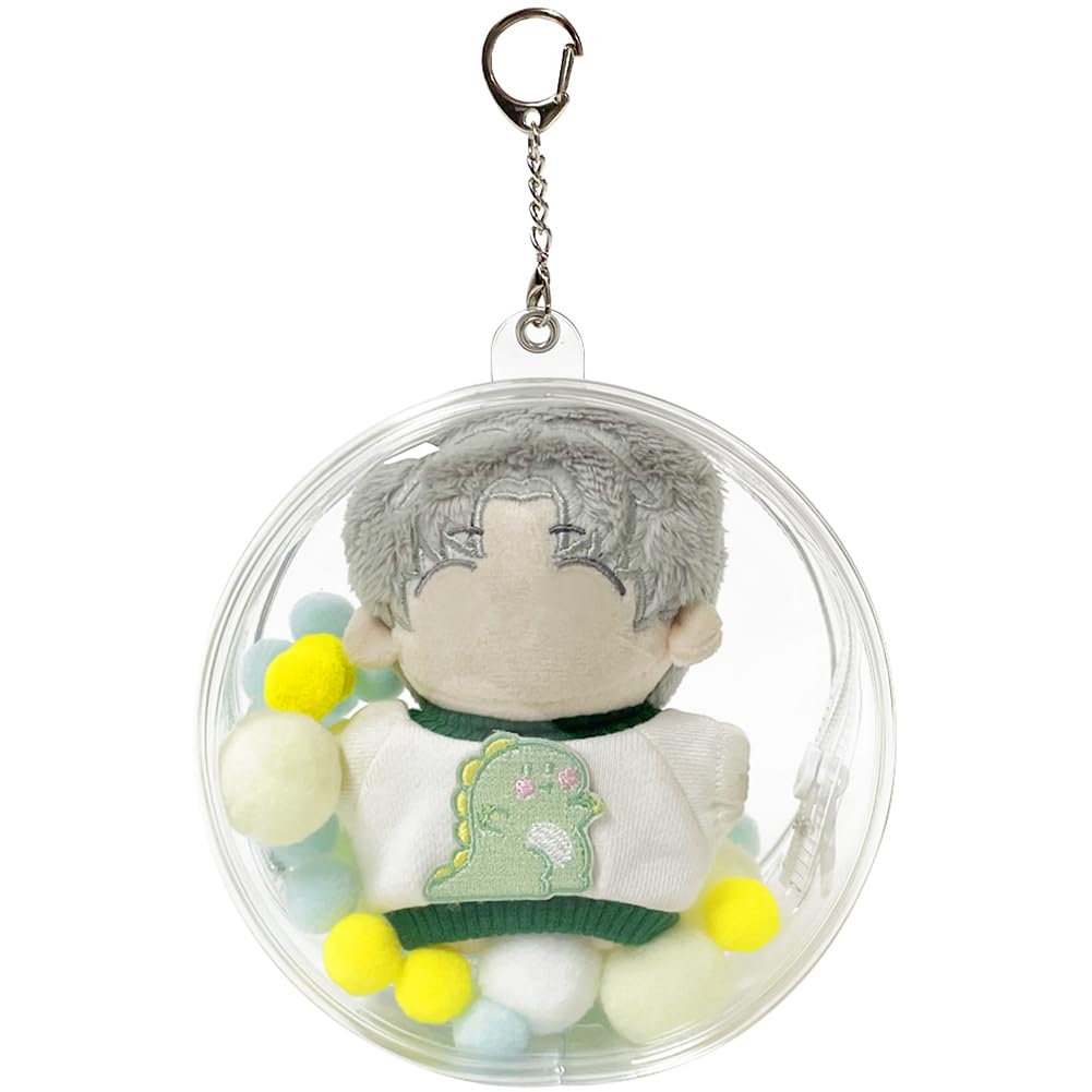 

Umora Ita-bag Bag, Dustproof Plush Pouch for 10cm Plushies, Waterproof, Transparent Clear Case, Round Bag Attachment with Keychain, 14cm Diameter (L)