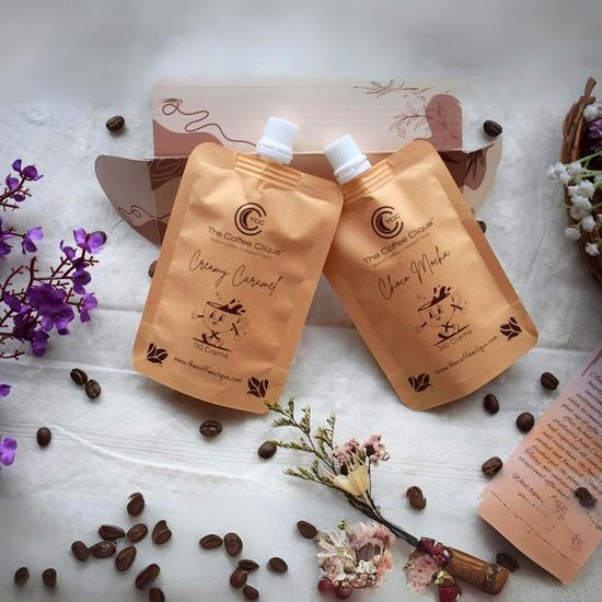 The Coffee Clique | Creamy Caramel + Choco Mocha | Beaten Coffee Paste | Cafe Like Cappuccino At Home | 220 Grams