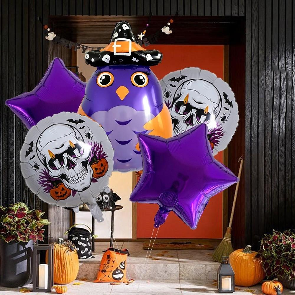 5Pcs Ghost Design Aluminum Foil Balloons Skull Motif Air Inflatable Balloons  Halloween Party style 4