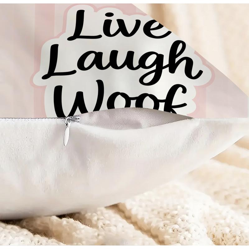 Throw Pillow 18.18 Inch Live Laugh Woof Print, Cushion Accent Pillow Includes Pillow Core For Sofa Decor