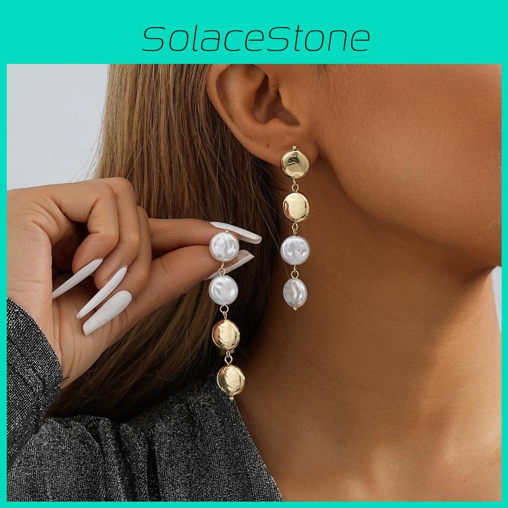 2023 Gold Trendy Geometric Earrings Minimalist Long Pearl Winter Jewelry