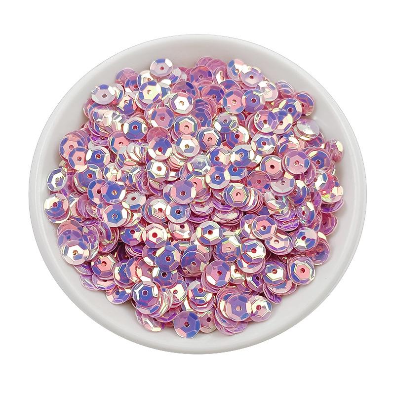 6MM Round Curved PVC Sequins with Middle Hole and Hexagonal Beads for Sewing