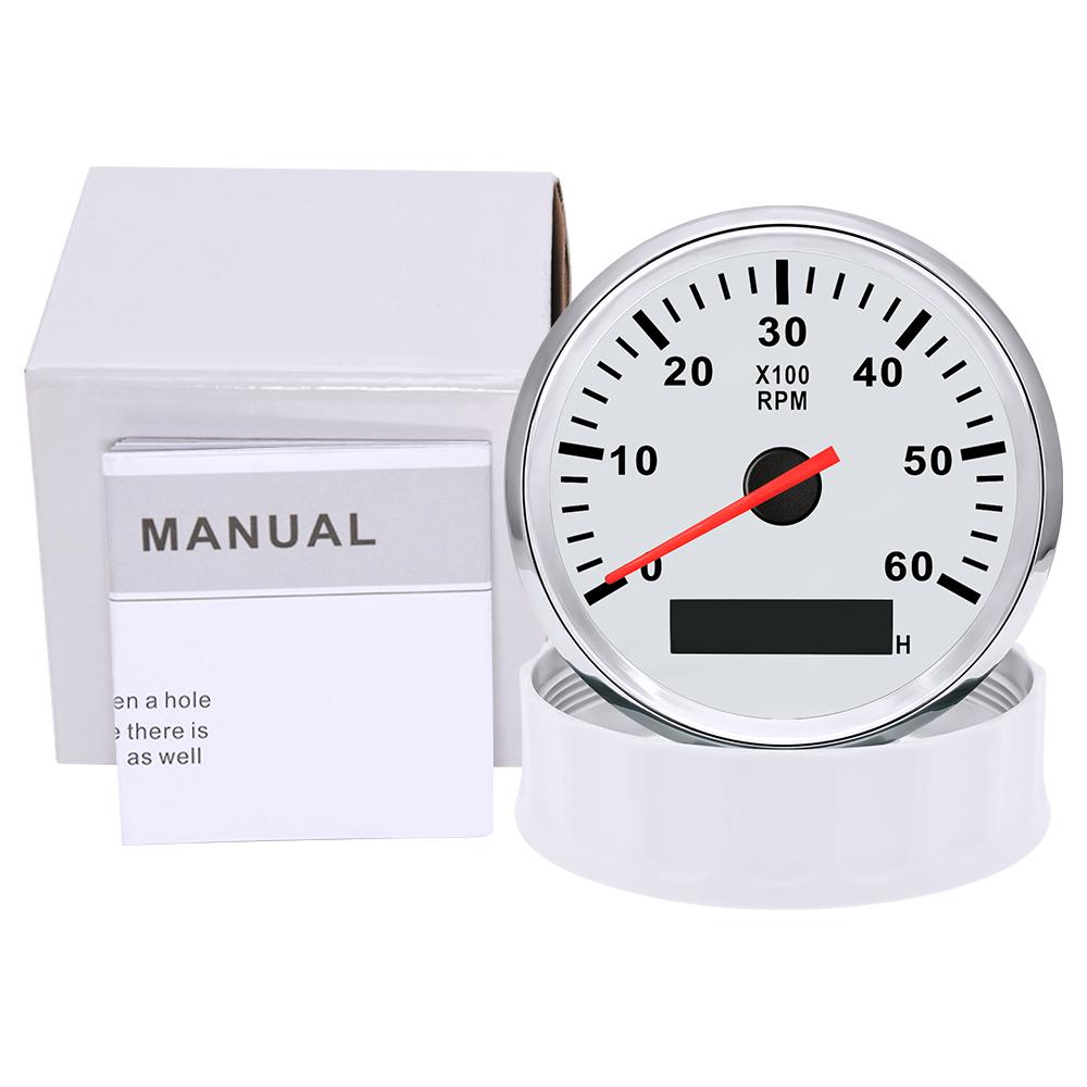 Universal 85mm Boat Tachometer Marine Tacho Meter Gauge LCD Hourmeter 6000RPM 8000 RPM Meter Car tacometro Toerenteller 12V/24V