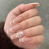 Ballet Butterfly Milk Tea Matte French False Nails with Removable Stickers