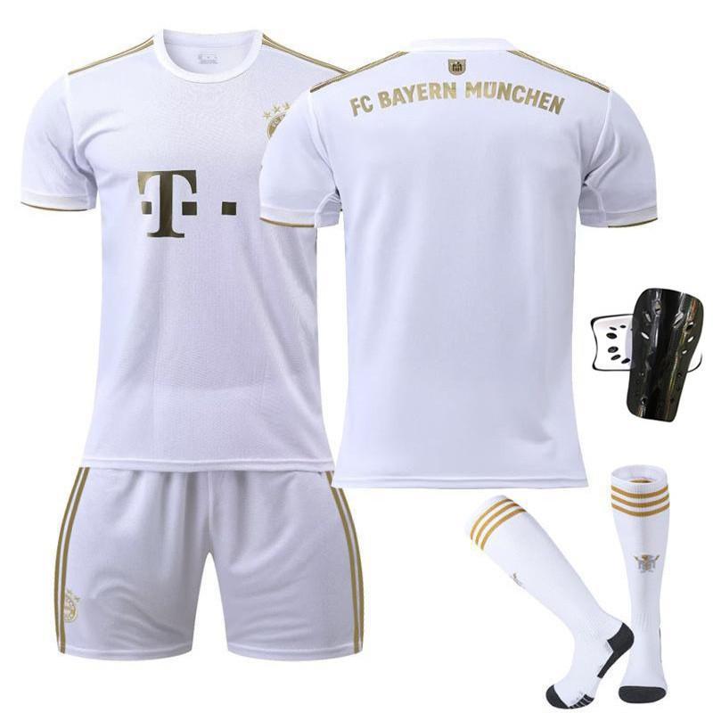 2223 Bayern Away White Nr. 17 Mane 4 Dericht 25 Muller Trikot Fußball Uniform Set Sportbekleidung