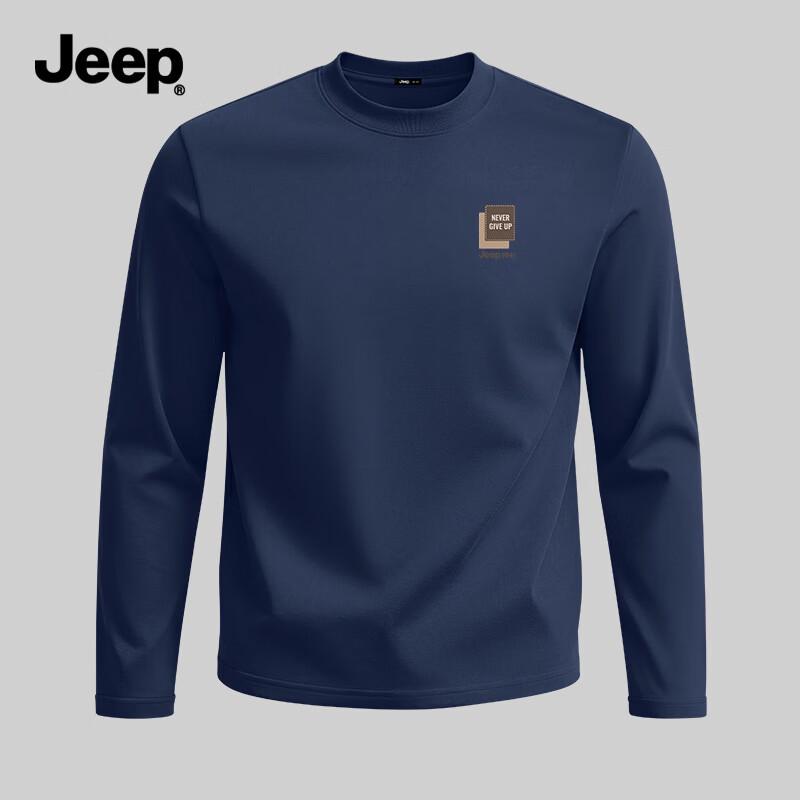 JEEP Men's Pure Cotton Crew Neck Long-Sleeve T-Shirt