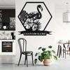 Personalized Flamingo Metal Wall Art Custom Surname Sign for Door Garden Home Party