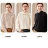Women's Solid Color Cashmere Lapel Knit Sweater - Long Sleeve, Loose Fit, Warm Pullover for Autumn & Winter