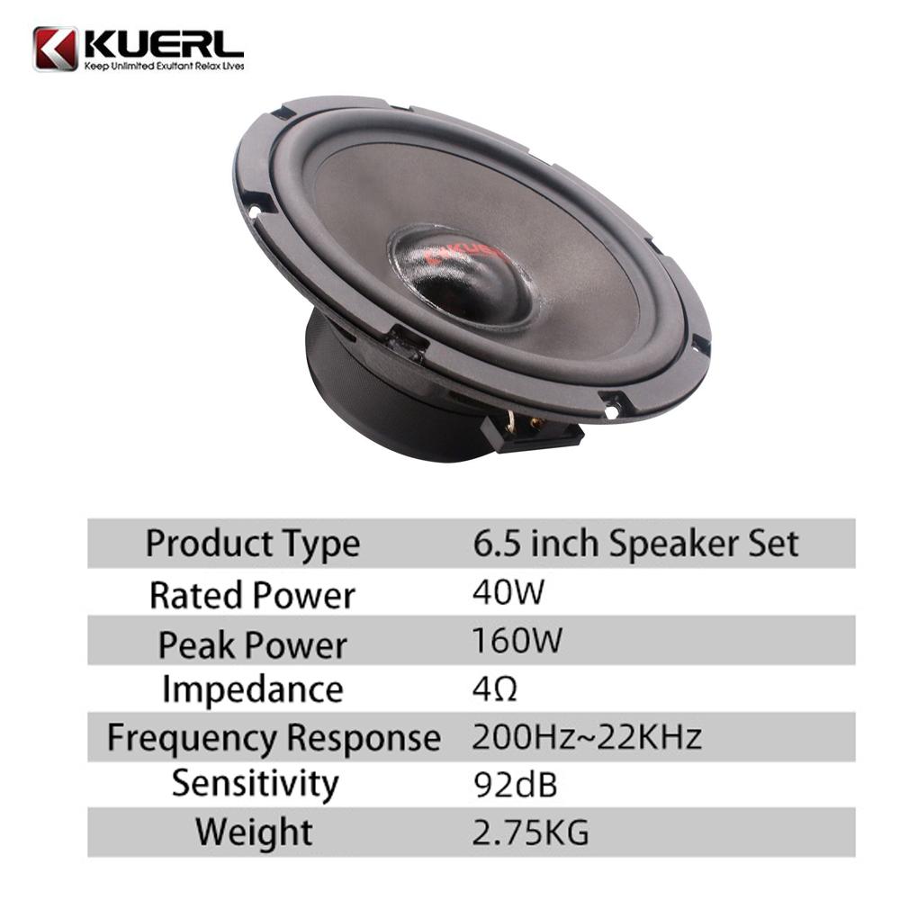6.5 Inch Front Door Tweeter Subwoofer MAX160W High Quality 2-Way Car Speaker Set High Power Car Speaker Automobile Audio Upgrade