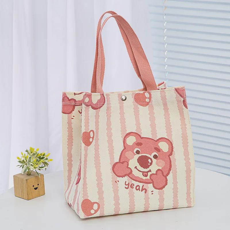 2023 Summer Cartoon Canvas Handbag for Women: Small, Simple, and Perfect As a Lunch or Student Bag.