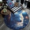 Wolf in Moonlit Round Area Rug,Carpet Rug for Living Room Bedroom Sofa Playroom Decor,Non-slip Floor Mat