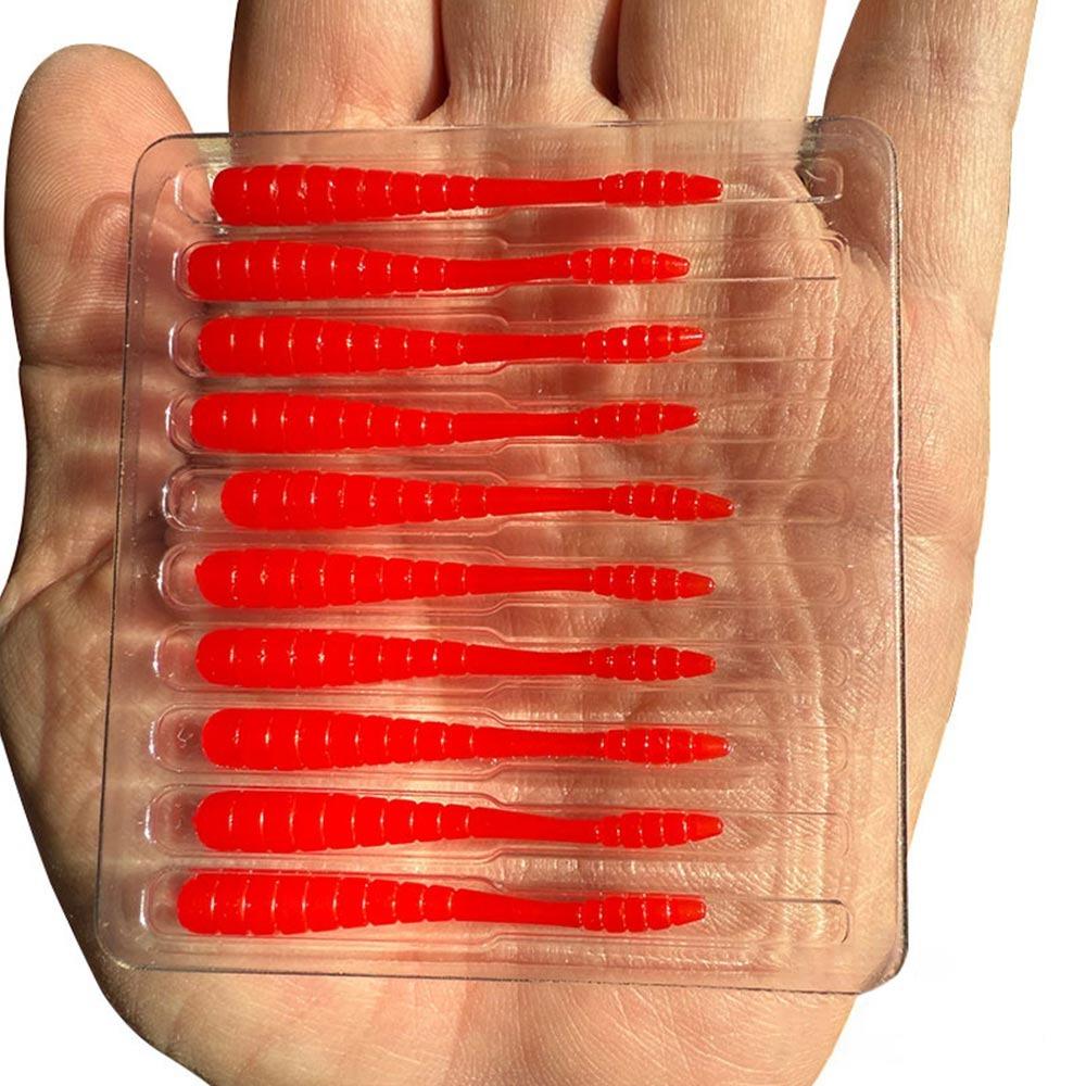 10PCS Pesca 48mm 0.5g Worm Bait Smell Mini Fishing Lures Micro Artificial Bait Bass Fishing
