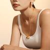 Retro Two-Color Asymmetrical Square Pendant Necklace 18K Plated Real Gold Light Luxury Minimalist Wind Titanium Steel Jewelry