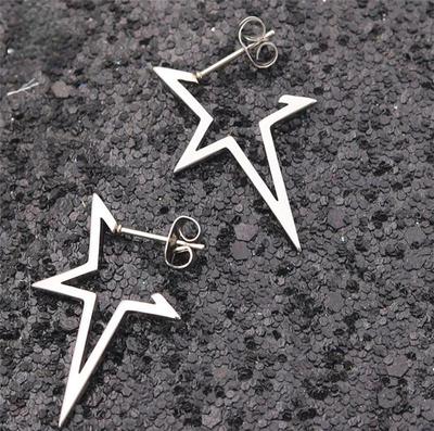 Big Star Earrings Punk Stud Earrings Simple Stainless Steel Women Jewelry Earrings