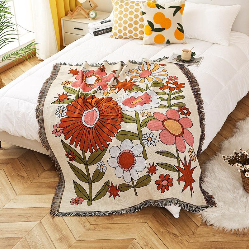 Couch Cover for Sofa American Country Floral Outdoor Camping Blanket Leisure Bohemia Blanket