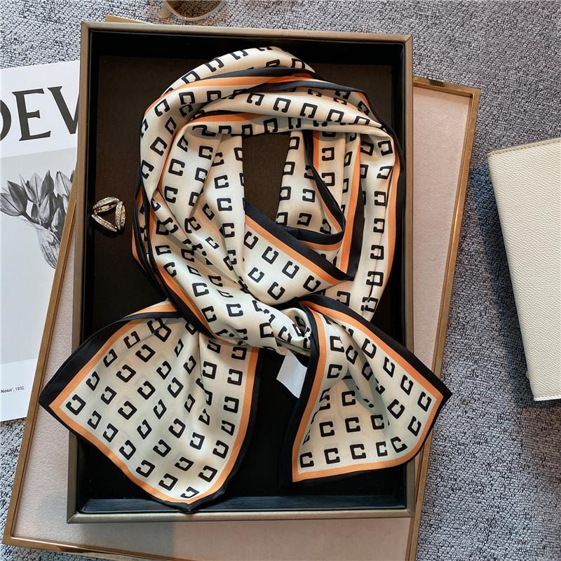 Print Skinny Satin Silk Scarf for Women 15*145cm Hair Bands Neck Tie Belt Headband Lady Wraps Foulard Headkerchief Bandana
