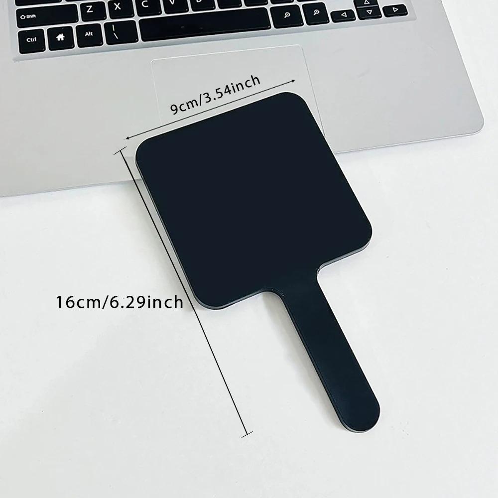 1pc Square Handheld Women Travel Makeup Mirror Chic Handle Dual-Use Desktop Personalized Gift Initial Name 26 Letters Pattern