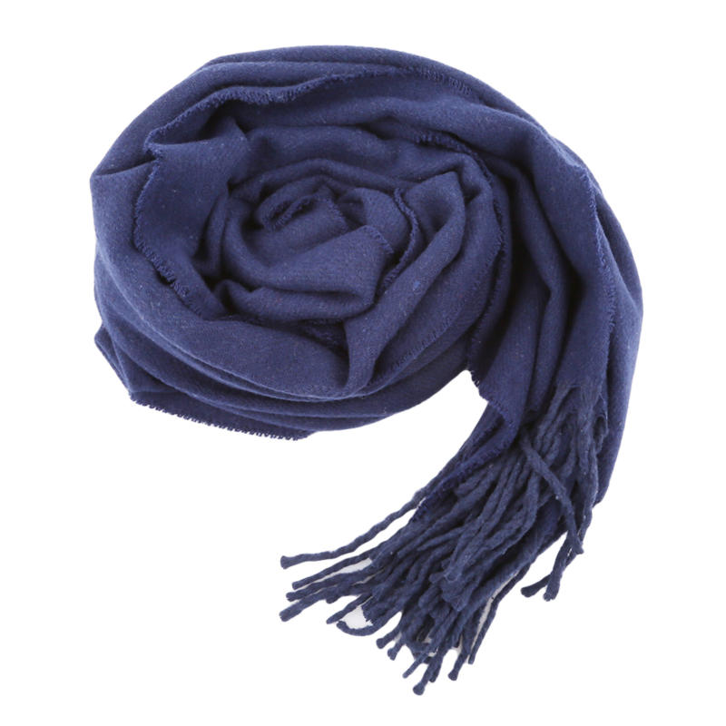 Women Elegant Windproof Shawl Winter Lengthened Thickened Imitation Cashmere Solid Color Scarf