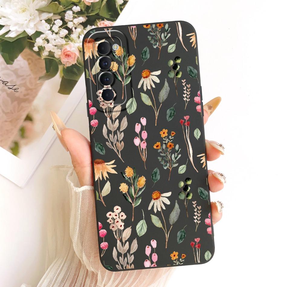 For OPPO Reno4 Pro / Reno4 Cute Cat Flower Cartoon Phone Case For Oppo Reno 4 4Pro 4G Shockproof Soft Silicone Bumpers