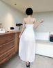 Elegant Low-Cut Bodycon Dress with Irregular Straps and Flared Hem