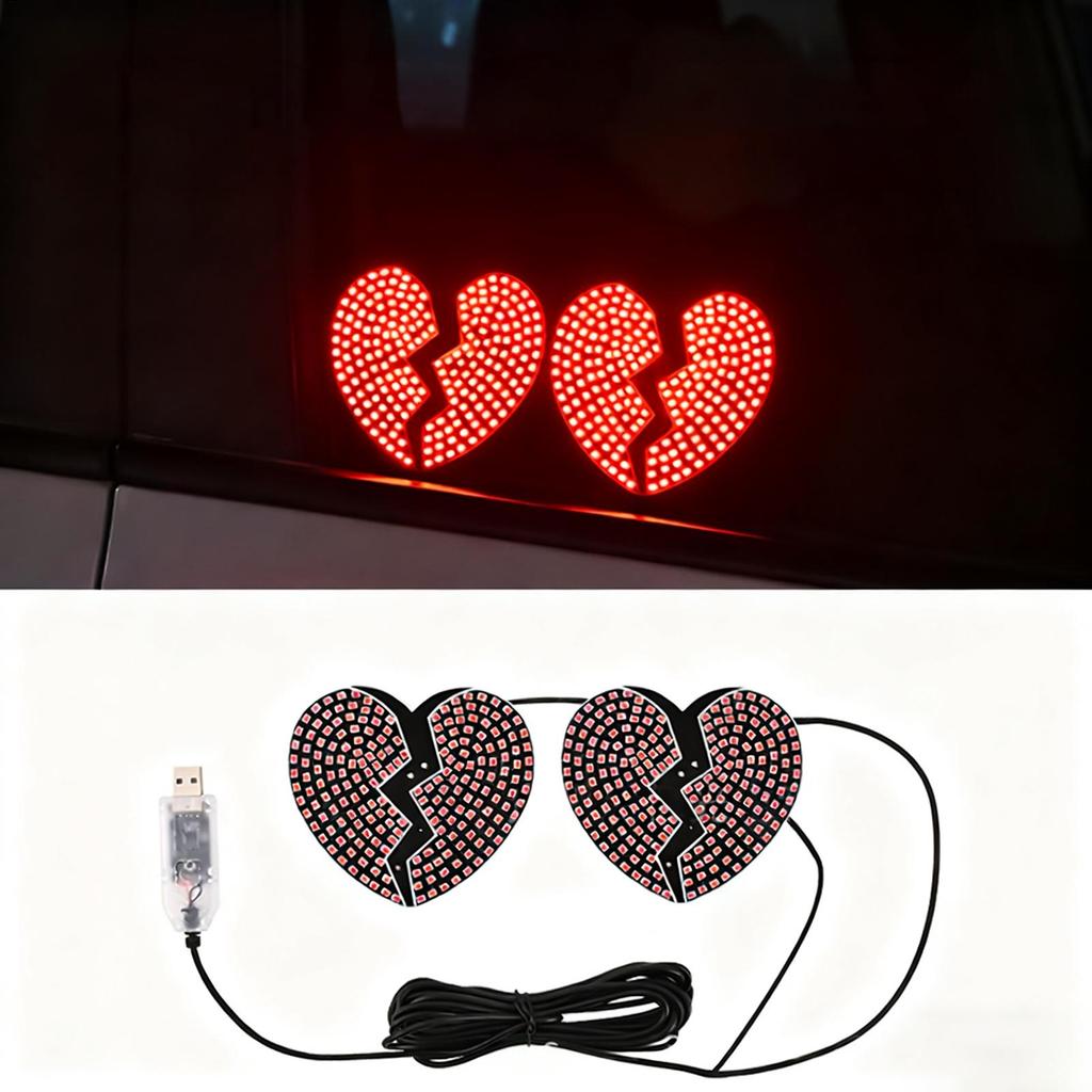 Car Window Light Up Sign Love Heart Shape Automotive Decoration Car Back Window Warning Light For SUV RV Sedan Truck Minivan Van