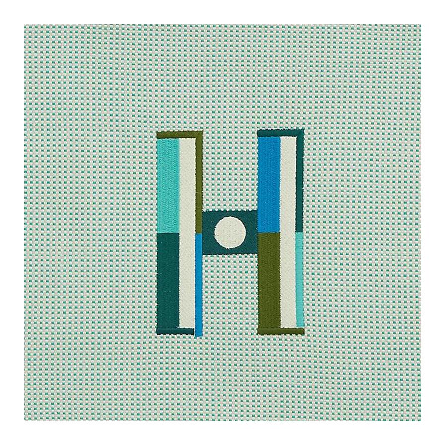 Hermes Bolsa de Mão de Algodão com Logo de Canto Grande para Mulheres Verde Menta H103753M04