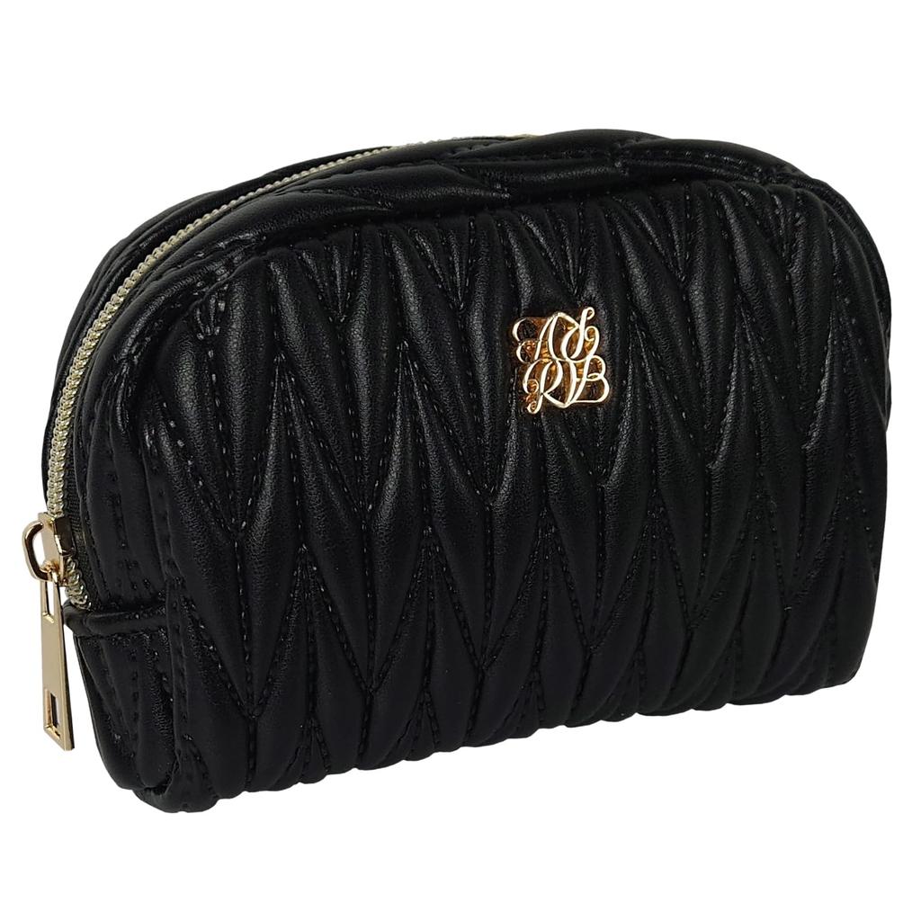 Crossmarberry Small Makeup Perfect for Makeup and Black Pouch, Portable, Cute, Travel-Friendly, Compact, Lightweight, Stylish, Black, Women's, Mini,