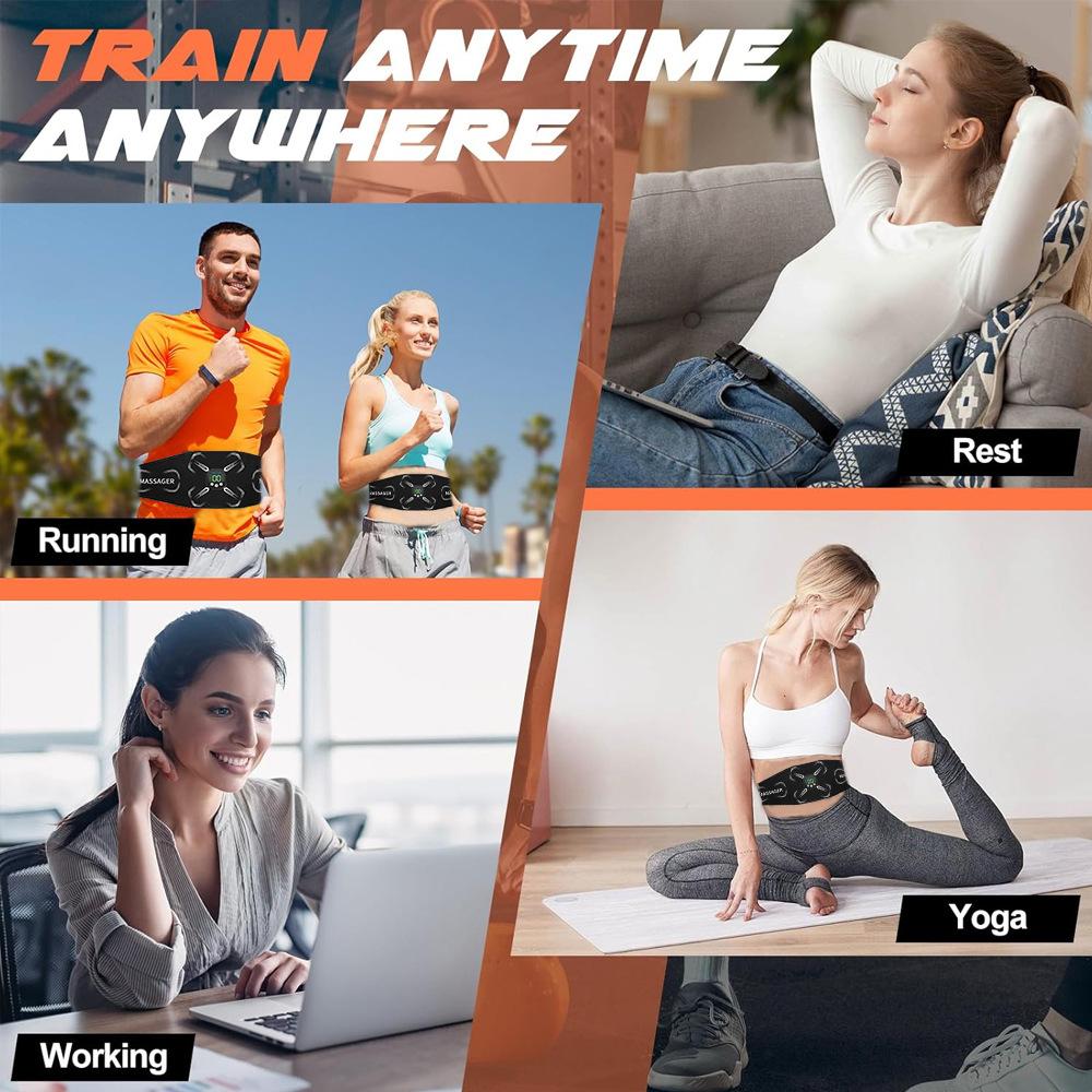 Abdominal Massager Muscle Toner Abdominal Toning Belt Electric USB Recharge Fitness Training Gear Ab Trainer Fitness Equipment