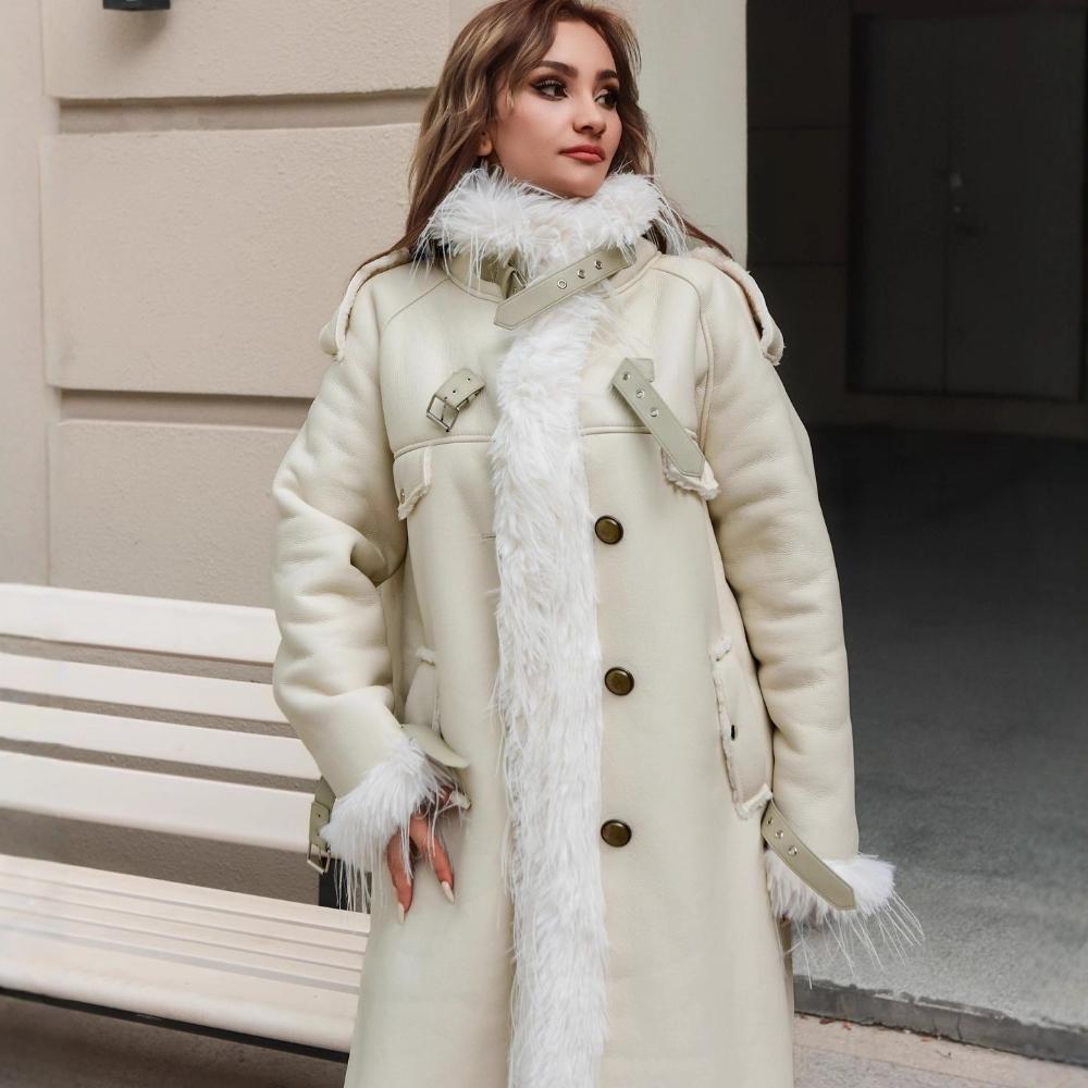 New Suede Spliced Fur One-piece Coat for Women in Winter with Cotton and Loose Fit