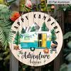 2D Flat Aluminum 7.87 Inch X 7.87 Inch Vintage Camping Theme Wall Decor, Country Style. Suitable for Gardens, Living Rooms, Kitchens, Bars, Cafes