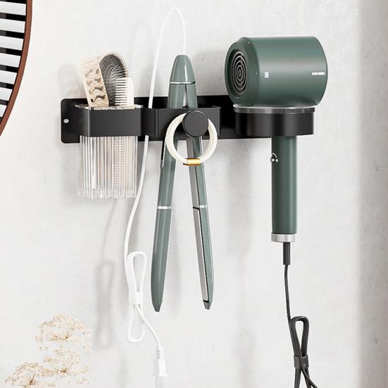 Wall Mount Hair Dryer Holder Bathroom Hair Tool Organizer Rack Strong Load-bearing