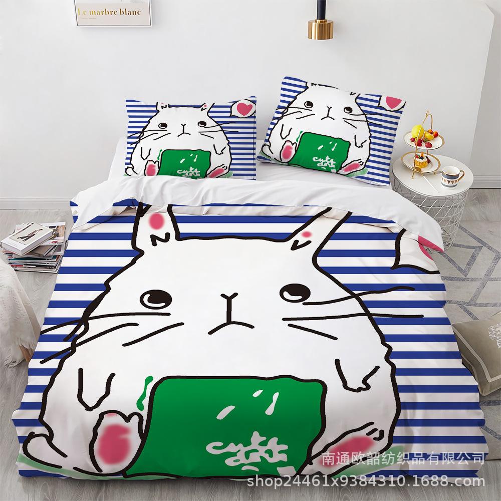 3D Digital Printing Cartoon Animation Chinchilla Bedding Three-Piece Set, Quilt Cover Pillowcase Four-Piece Set