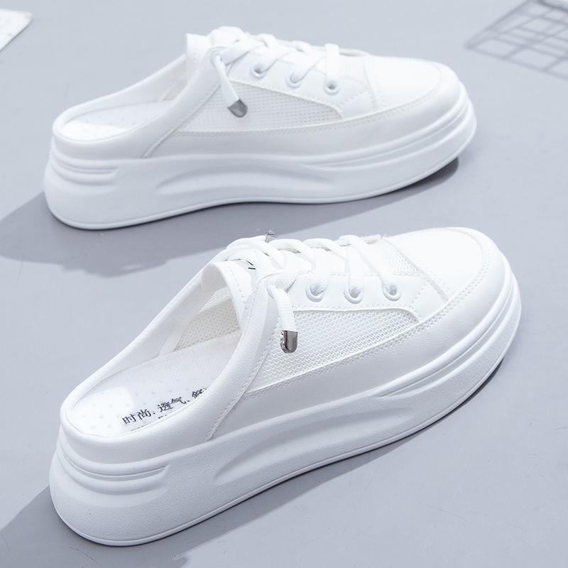 Women's Sneakers Mules Comfortable Slip On Flat Breathable Lightweight Platform Casual Open Back Mesh Walking Shoes Sneaker Outdoor Slippers for Women