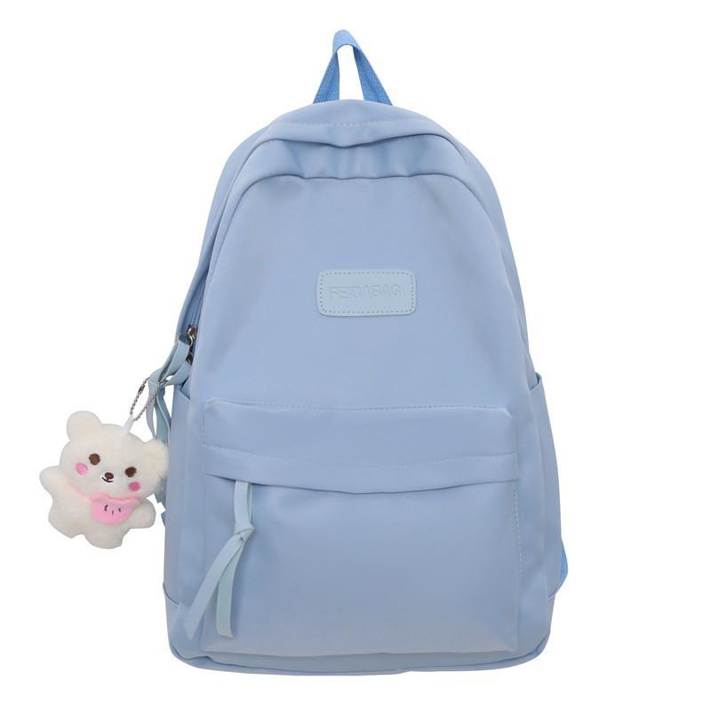 Korean Harajuku Ins All-matching Schoolbag Female Middle School Students Pure Color Backpack Simple Casual Travel